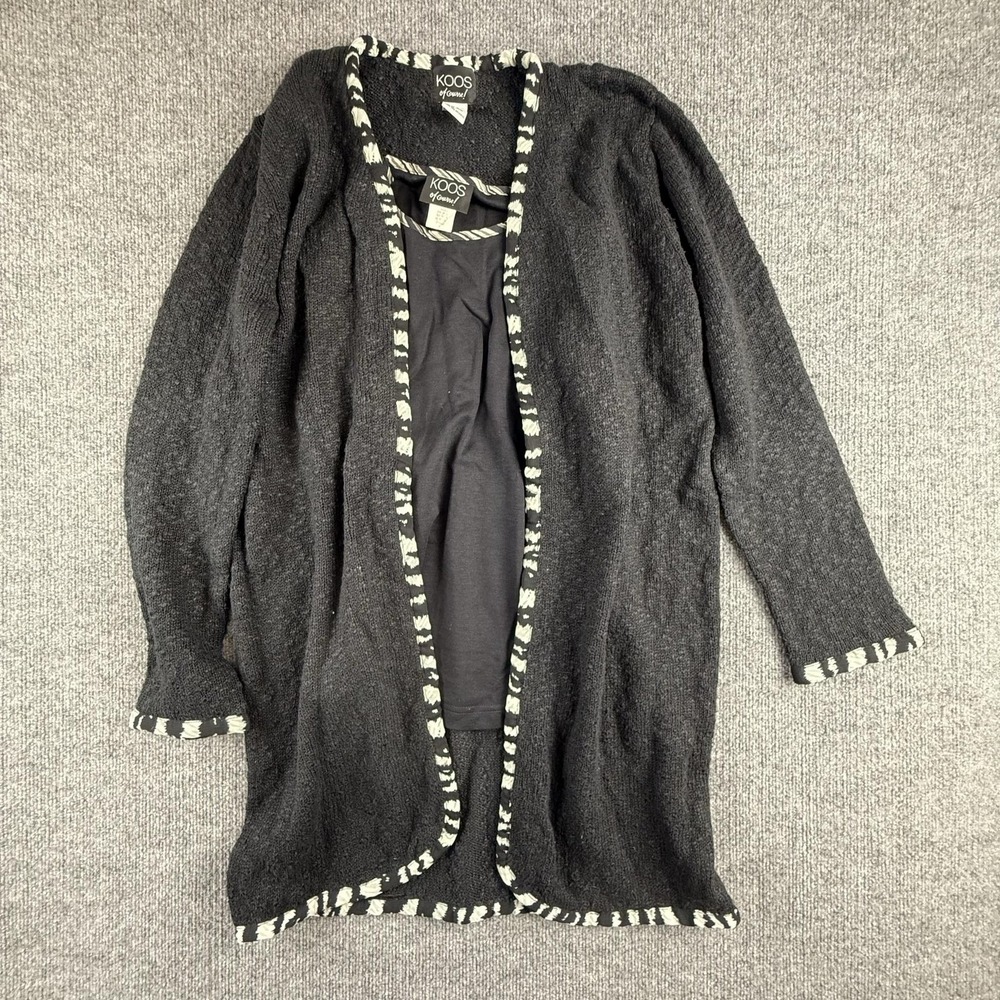 VTG Koos Of Course Sweater‎ T-Shirt Set Womens Medium Black Floral Knit 2 Piece